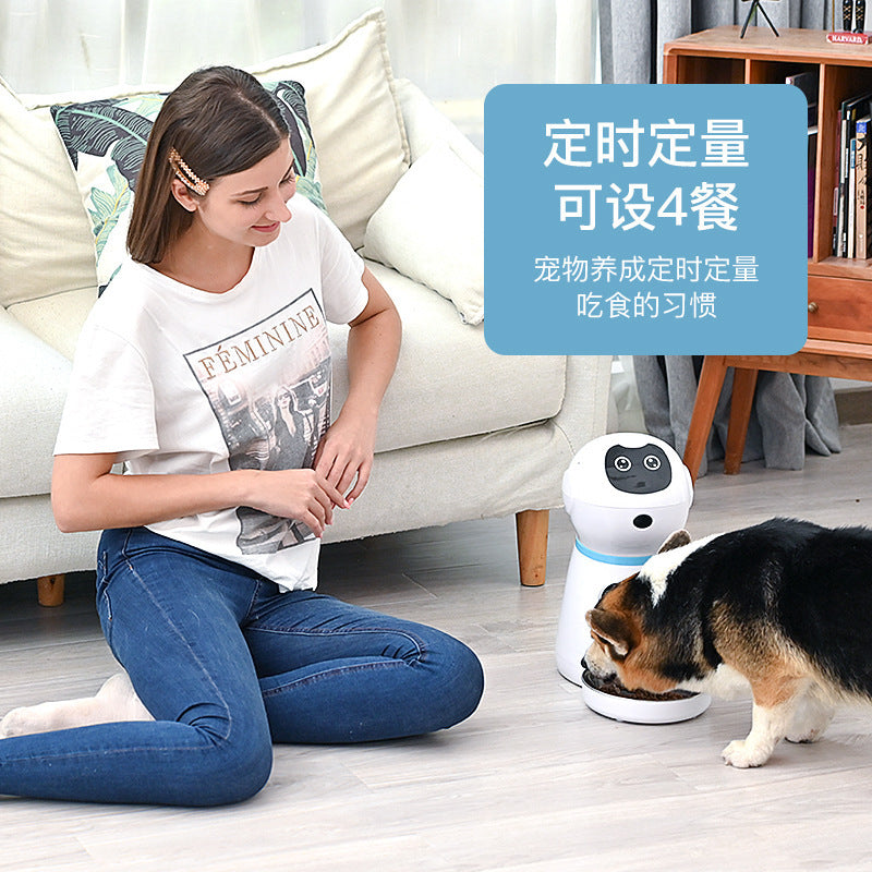 Stainless steel food plate robot pet automatic feeder cat and dog timing quantitative intelligent feeding factory wholesale