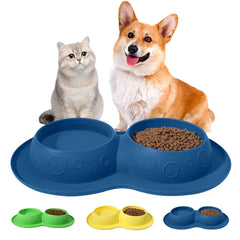 Pet Supplies Custom Non Slip Waterproof Silicone Water Food 2 In 1 Mat Pad Pet Bowls & Feeders