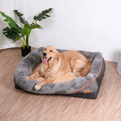 jumbo large orthopedic dog bed memory foam quilted bolstered pet sofa couch elevated cushion warm waterproof mattress