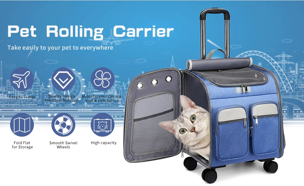 stock storage travel pet rolling carrier dog