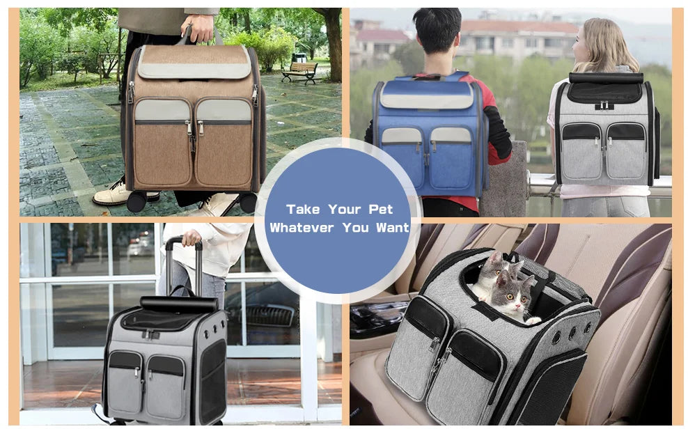 stock storage travel pet rolling carrier dog