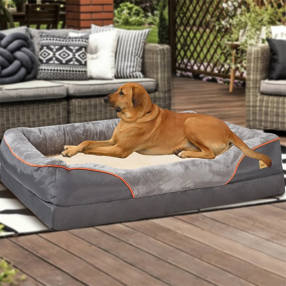 Jumbo Large Orthopedic Dog Bed Memory Foam Pet Sofa Couch Waterproof Elevated Cushion Warm Puppy Bolster Couch Removable Cover