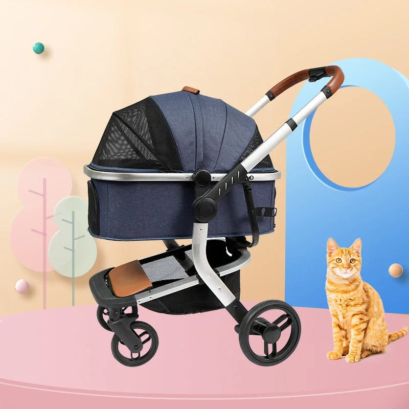 Manufacture Pet Stroller Folding Outdoor Carrier Dog Cat Travel Stroller Cart