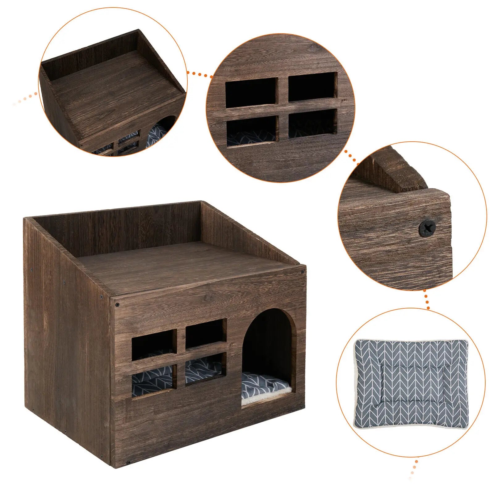 indoor cat bed cave house fun solid wooden cat litter box fo