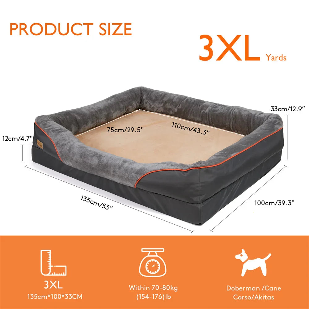 Jumbo Large Orthopedic Dog Bed Memory Foam Pet Sofa Couch Waterproof Elevated Cushion Warm Puppy Bolster Couch Removable CoverJumbo Large Orthopedic Dog Bed Memory Foam Pet Sofa Couch Waterproof Elevated Cushion Warm Puppy Bolster Couch Removable Cover