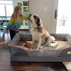 Jumbo Large Orthopedic Dog Bed Memory Foam Pet Sofa Couch Waterproof Elevated Cushion Warm Puppy Bolster Couch Removable Cover