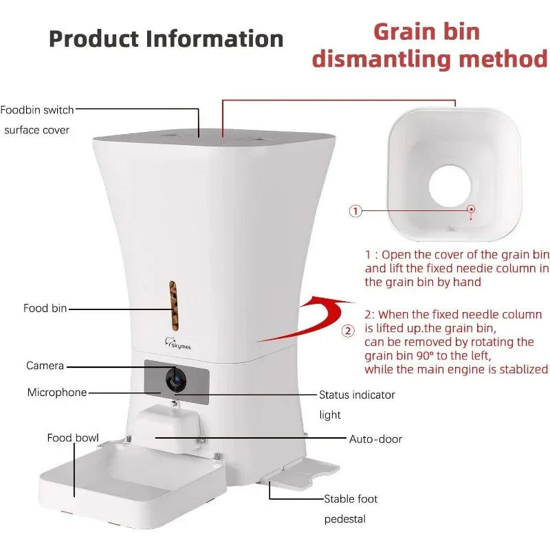 skymee 12l smart automatic dog feeder