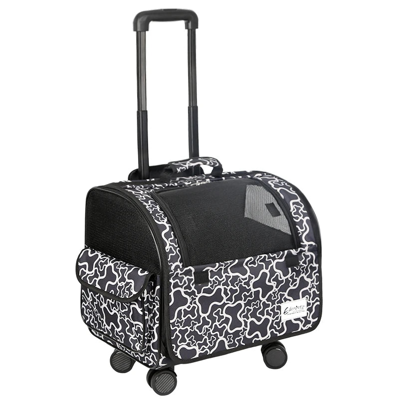 Pet Dog Cat Trolley Rolling Luggage 4 Universal Wheels Pet Stroller Animal Travel House Suitcase Pet Wheel Carrier